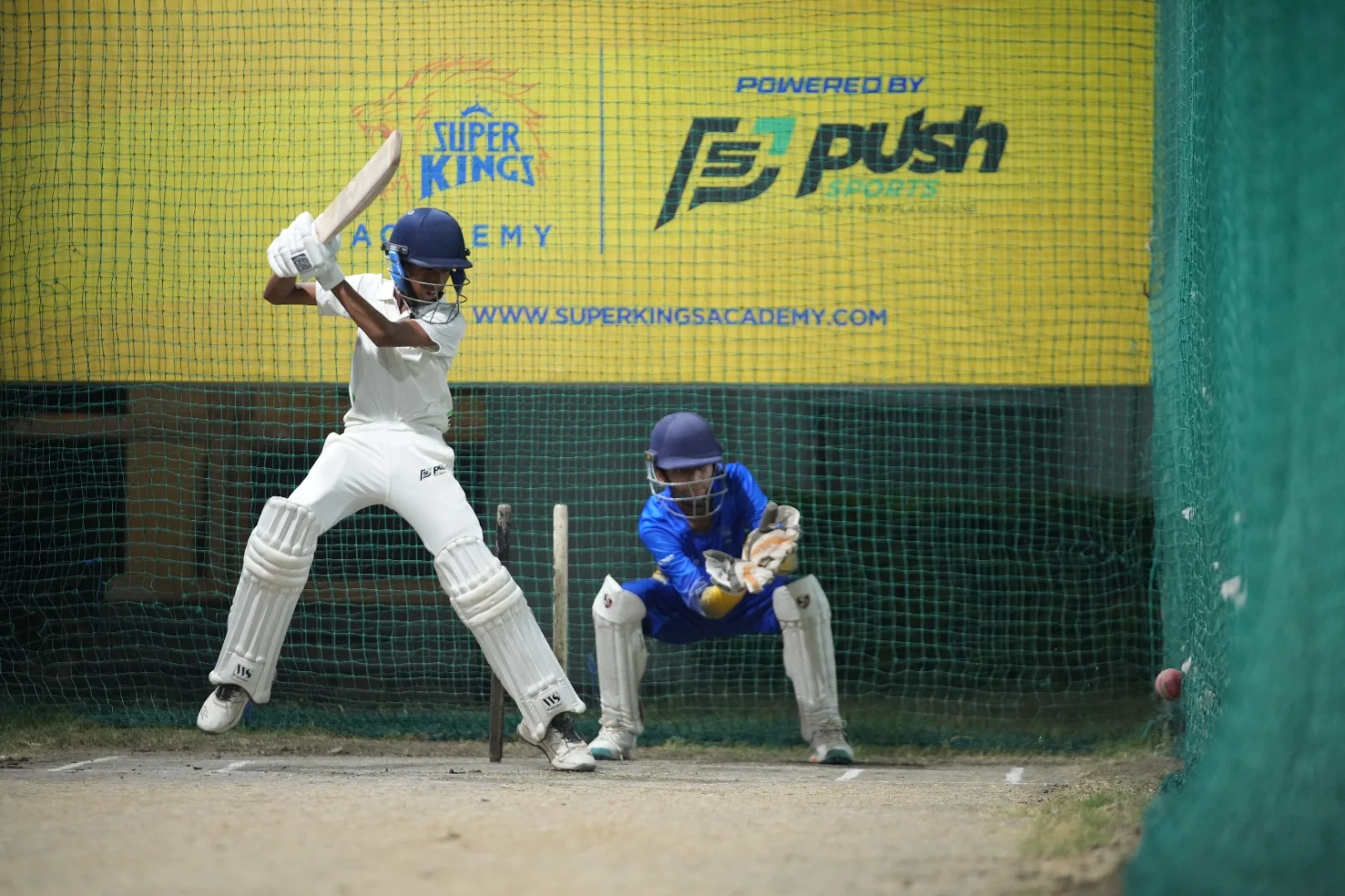 Young cricketers training at Super Kings Academy powered by Push Sports